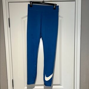 Nike Blue Leggings with White Swoosh